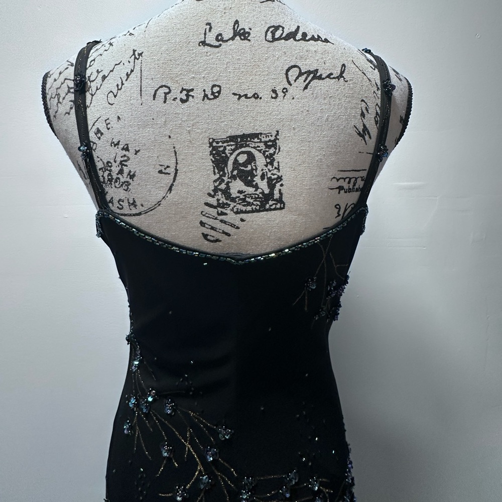 Beautiful Y2KVintage Sue Wong Silk Sheer Mesh Lace Beaded Floral Maxi Slip Dress - Picture 8 of 16